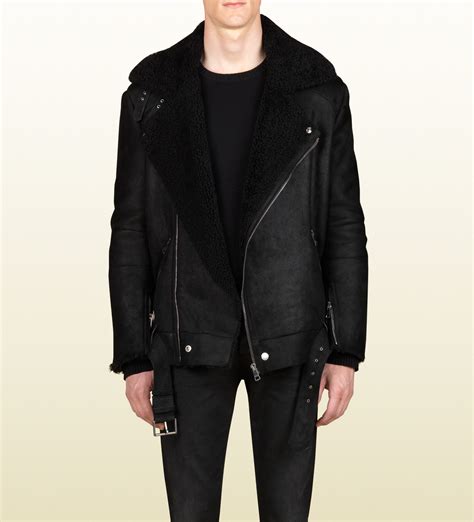 gucci jacket men celeb|Gucci shearling jacket for men.